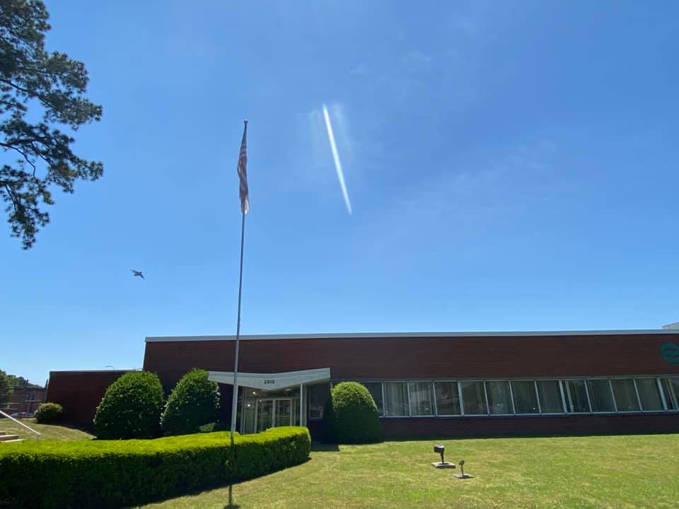 electro_nc's tweet photo. Military plane flyover here at our plant in Raleigh, NC in support of COVID-19 front line troops! https://t.co/MXE3ELnssN
