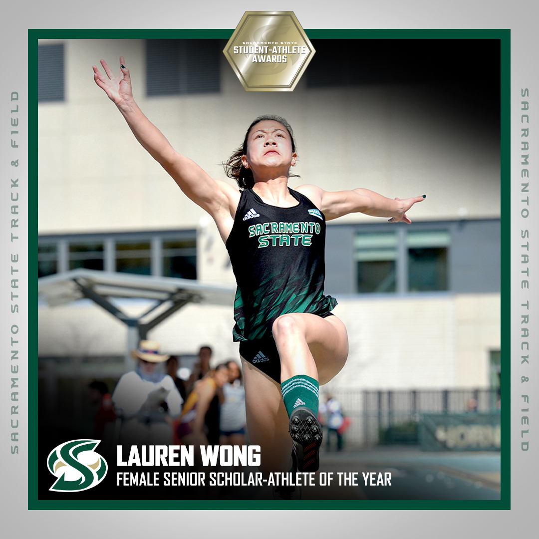 Congrats to <a href="/SacStTrack/">SacStTrackandField</a>'s Lauren Wong who was named the Hornet Female Senior Scholar-Athlete of the Year. Although a junior athletically, she is graduating in 3 years with a 3.98 gpa. Other nominees: Ford (soc), Catour (gym), Reed (soc) and Dozier (t&amp;f). hornetsports.com/general/2019-2…