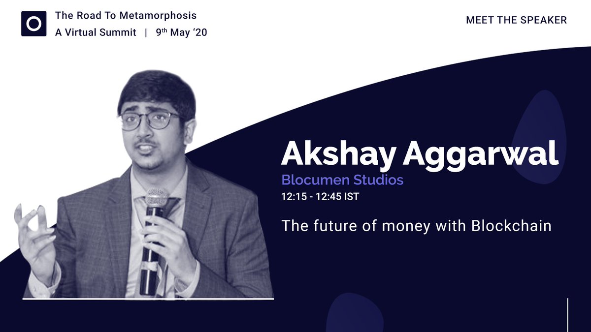 IBTxOfficial's tweet photo. We are delighted to announce that @howdy_akshay, CEO &amp; Co-founder at @blocumen would be speaking at 'The Road to Metamorphosis' on 9th of May, 2020.

Join him by registering at: https://t.co/yvnQDyUSki…

#Blockchain #Crypto #Technology #Banking #FinTech https://t.co/GcfekSwk4B