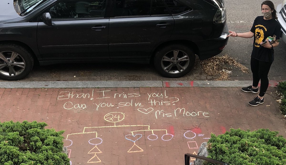 toddhett's tweet photo. Thank you, @lisamooredc for leaving such a thoughtful note and cool puzzle for E outside of our house.  He is lucky to have such dedicated and caring teachers.  And so many neighbors stopped to work out the puzzle as they walked by! cc - @washingtonlatin. https://t.co/MG9AFGz5ia