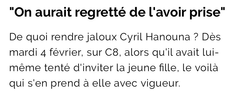 (d’ailleurs, si vous pensiez que hanouna a déglingué mila parce qu’il n’était pas d’accord avec elle, vous vous trompez. il n’a fait ça que par pur soucis d’ego)