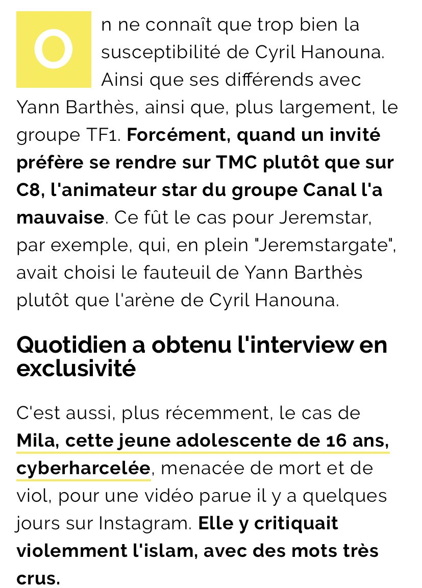 (d’ailleurs, si vous pensiez que hanouna a déglingué mila parce qu’il n’était pas d’accord avec elle, vous vous trompez. il n’a fait ça que par pur soucis d’ego)