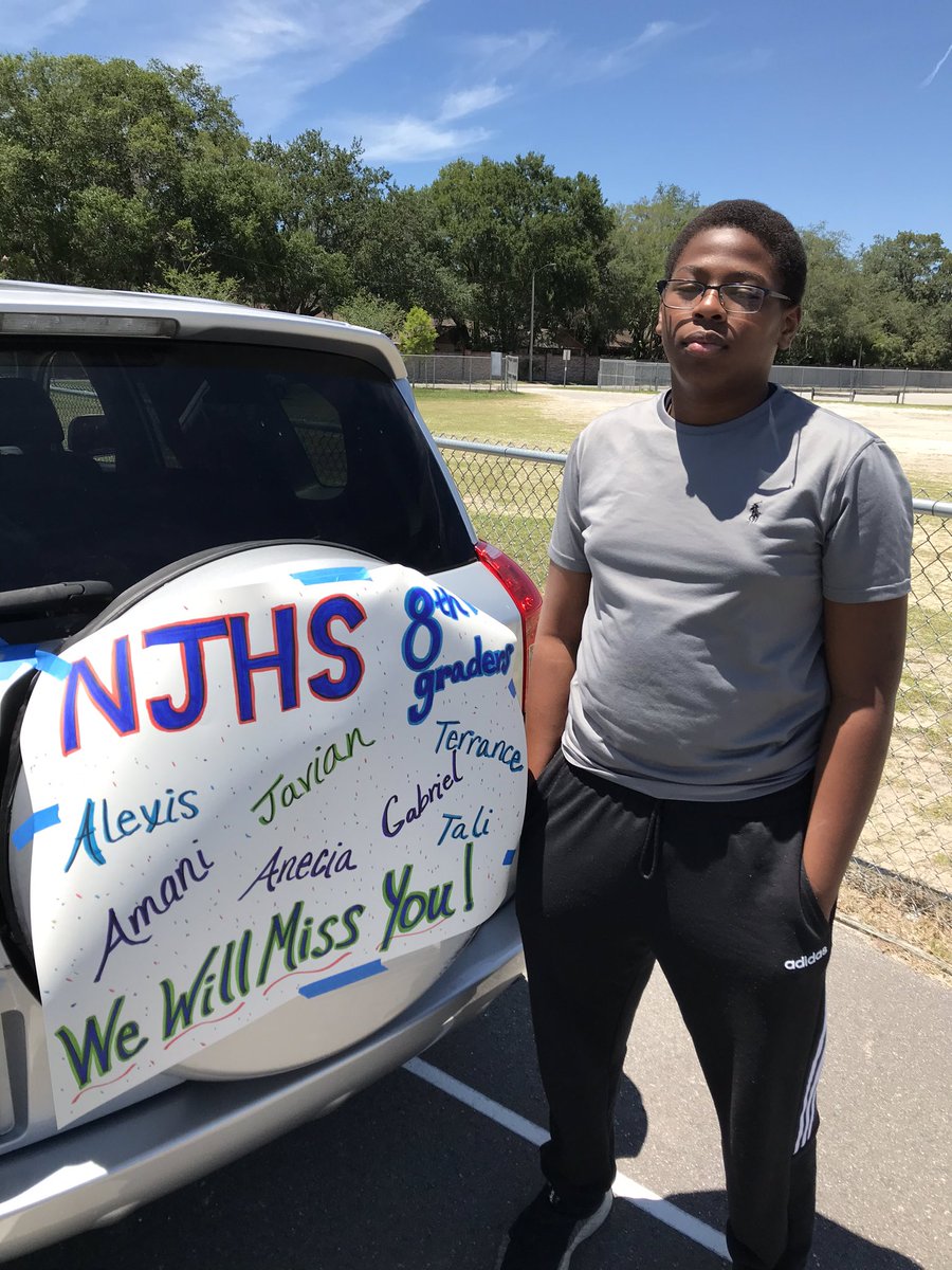 GrecoNjhs's tweet photo. It was great to see several of our @GrecoNjhs members along the ‘parade’ route today, inc. graduating 8th graders Javian (President) &amp; Terrance (VP). Thank you to all who came out to show their Greco Pride! 🐾 We miss you! #GrecoPride @Grecoms @AchievementSch @GrecoIB https://t.co/E3JduLscjX