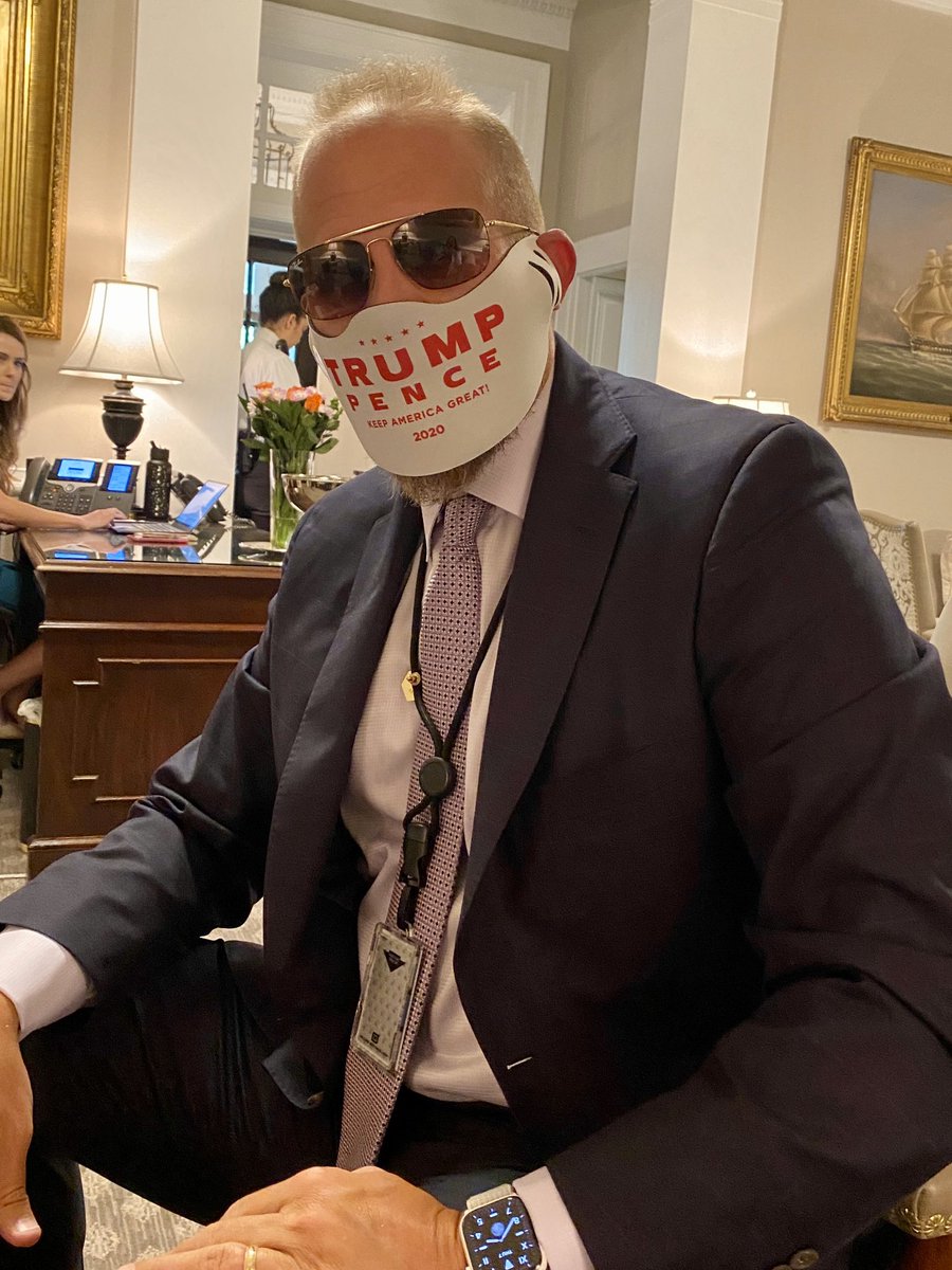 Walking into the  @WhiteHouse today pre-covid results.  #maga  @realDonaldTrump face mask. More coming soon!