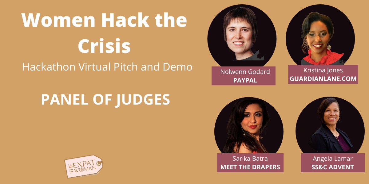 TheExpatWomanUS's tweet photo. 10 Teams will pitch/demo their innovative projects to hacking COVID1 19 to this stellar panel of judges at 5:30pm PST Today. RSVP: https://t.co/60QSP6f24f @followme4jobs @nolwenn_godard @KristinaBingham @meethedraper
#tewhack #womenhackthecrisis #tewevent https://t.co/sCSgP5VPVg