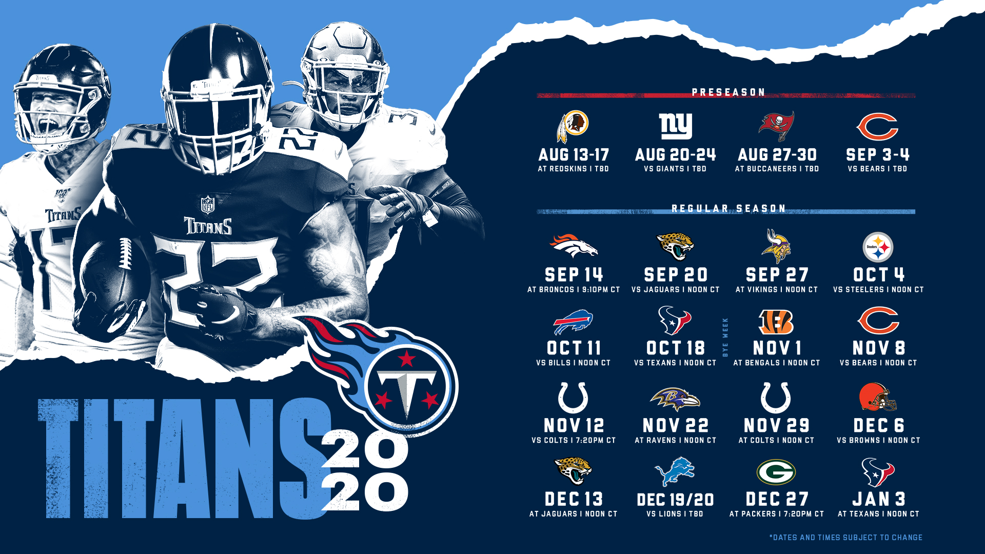 Tennessee Titans on X: '⚔️ 2020 Tennessee Titans Schedule ⚔️ Tickets 