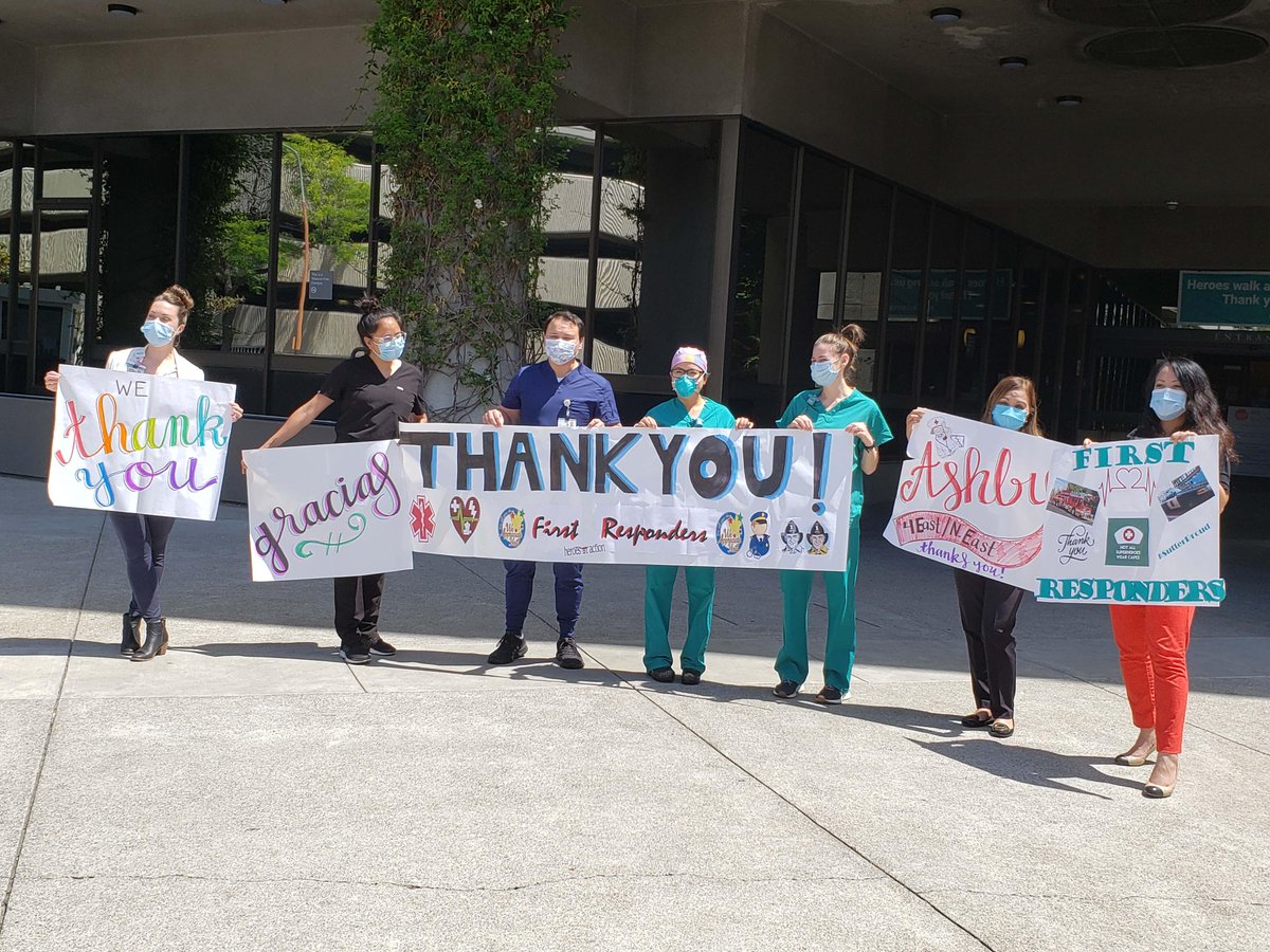 SutterHealth's tweet photo. Thank you to @OaklandFireCA, @oaklandpoliceca & all the first responders who honored East Bay #healthcareheroes, including Alta Bates Summit Medical Center staff & doctors, with this very special salute! #SutterStrong https://t.co/sk2lFVSV4d