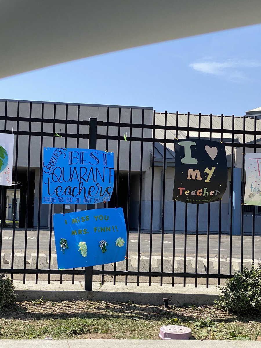 teachercutter's tweet photo. I went to my classroom to gather up old science materials today, left my empty room feeling a bit sad. My day was brightened up though as I saw these signs on the school fence as I was driving away! @rcsdfiddyment #rcsdchampions #thankyou https://t.co/Gj63wUUvRJ