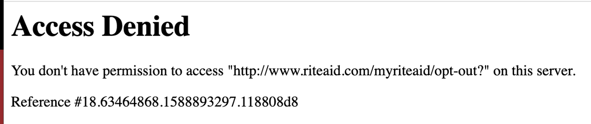 aawatters's tweet photo. @riteaid Unable to unsubscribe from your emails. When I click "unsubscribe" at the bottom, it tells me "access denied." Can you please ask your marketing department to check the link at the bottom of their blast emails? ty https://t.co/x944OrjXJ9