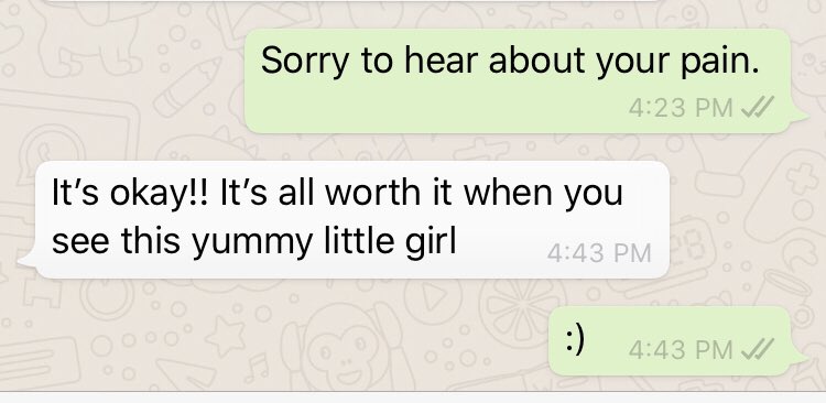 GenerosityP2P's tweet photo. @somegoodnews My daughter had a baby girl, healthy but with some complications. When I texted my daughter who had some procedures due to the circumstances, she was telling me about her pain. Here is how I replied and her response. https://t.co/pBHBmwASiS