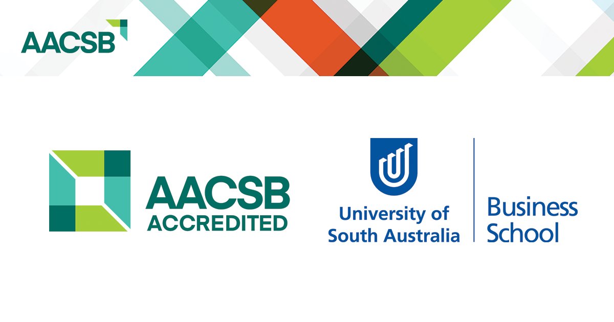Congratulations to <a href="/UniversitySA/">UniSA</a> on achieving AACSB accreditation! 

Achieving accreditation is a process of rigorous internal focus, engagement with an AACSB-assigned mentor, and peer-reviewed evaluation.

🔗 aacsb.biz/3bf8hbS