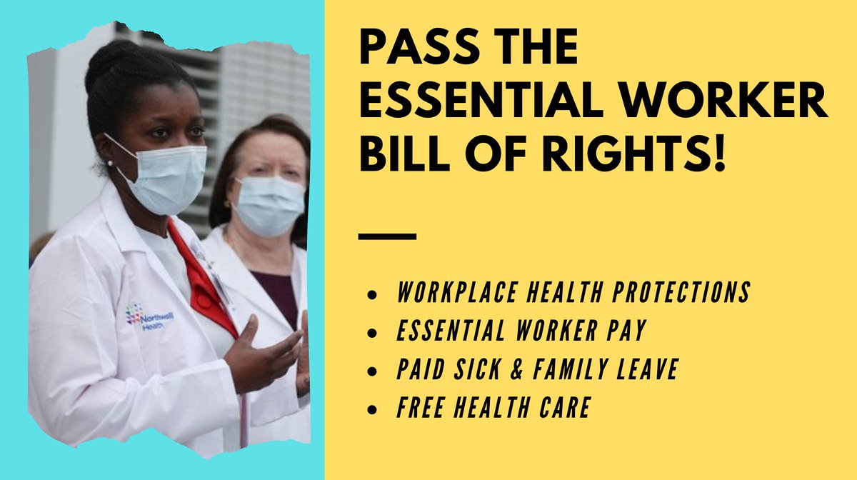 SEIU's tweet image. Any bill Congress passes must #ProtectAllWorkers, no matter our immigration or contractor status. 

📞Congress TODAY to demand an essential workers’ bill of rights at 855-300-3836. #EWBOR #ProtectEssentialWorkers #ProtectAllWorkers