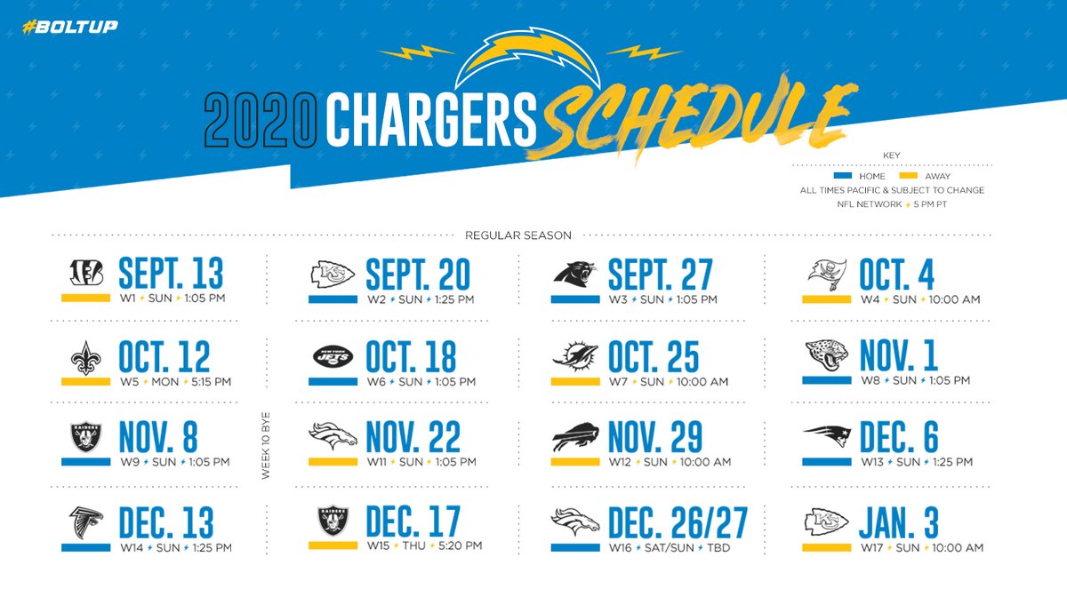la chargers home schedule