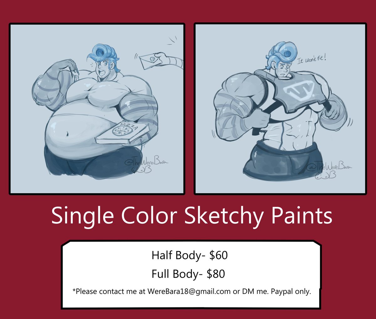 TheWereBara's tweet photo. COMMISSIONS ARE OPEN!
Prices and rules have been updated so please read before sending a DM. 5 slots are available, first come first serve. https://t.co/bJaAtayO9i