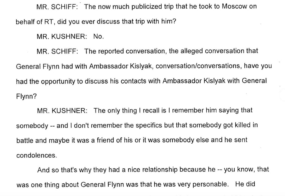 SCHIFF: You don't remember the guy who had dinner with Putin?KUSH: He was in the army and was nice and made with DNA and carbon. Otherwise, no.