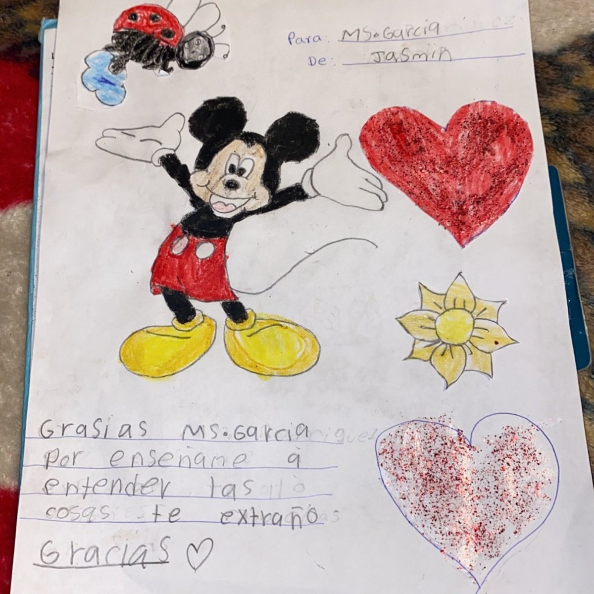 VGarcia_McBee's tweet photo. I didn't think I'd get to see any student notes this year for Teacher's Appreciation... But then I got this gem. 😍😍 Thank you Jasmin♥️ @ElementaryMcbee #whymcbee #TeacherAppreciationWeek https://t.co/aYUeWu9RzP
