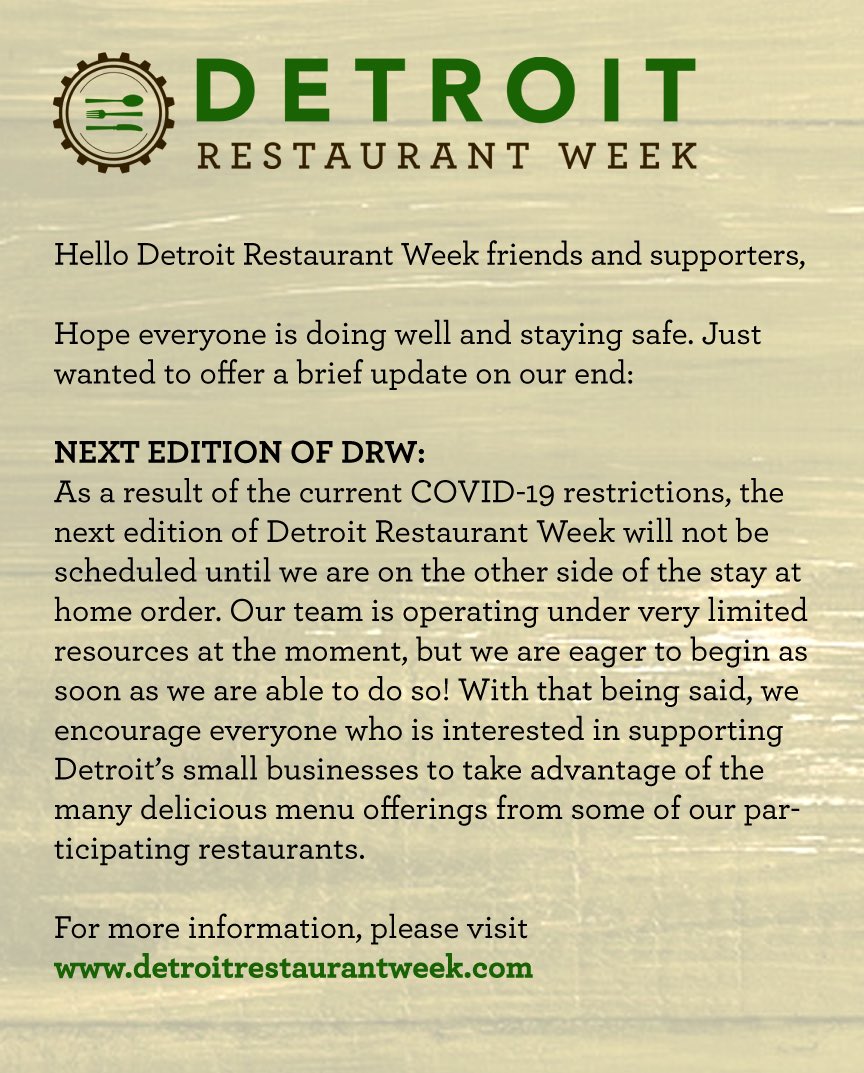 Detroit Restaurant Week Dinedrw Twitter
