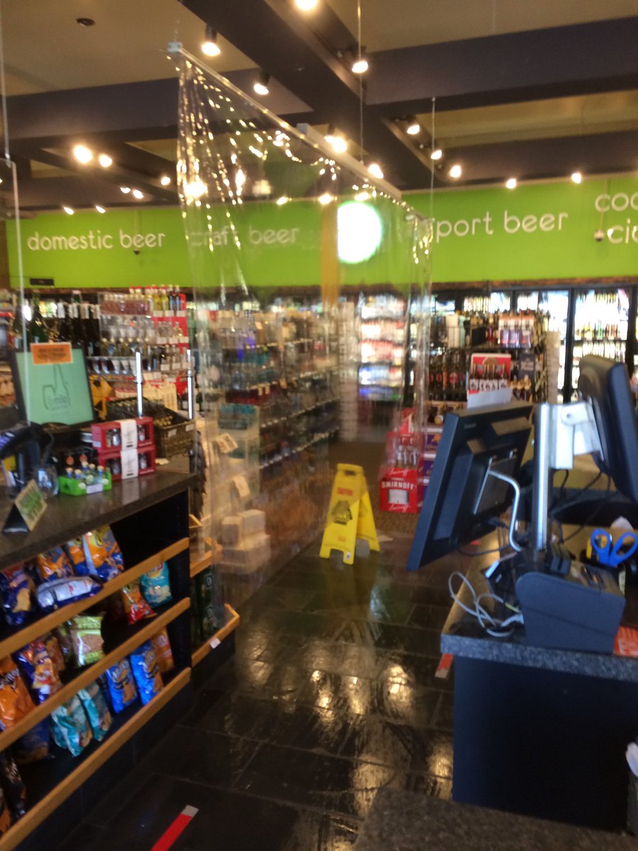 To ensure the safety of our customers we have just installed this vinyl barrier between the 2 checkout lines at our Six Mile location. This will enable us to operate both checkouts and move people through quickly while keeping everyone safe.