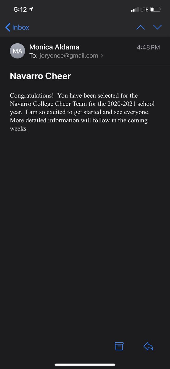 It’s official!! I’m a Navarro cheerleader🐾❤️ the amount of love I’ve received from my community is unbelievable. Thank you to everybody who’s helped me along this journey. WE DID IT BABYYYY🤪
