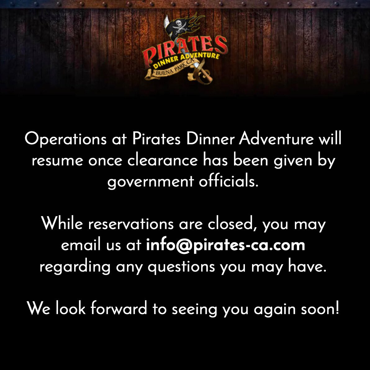 Pirates Dinner Show (@piratedinnerca) on Twitter photo 