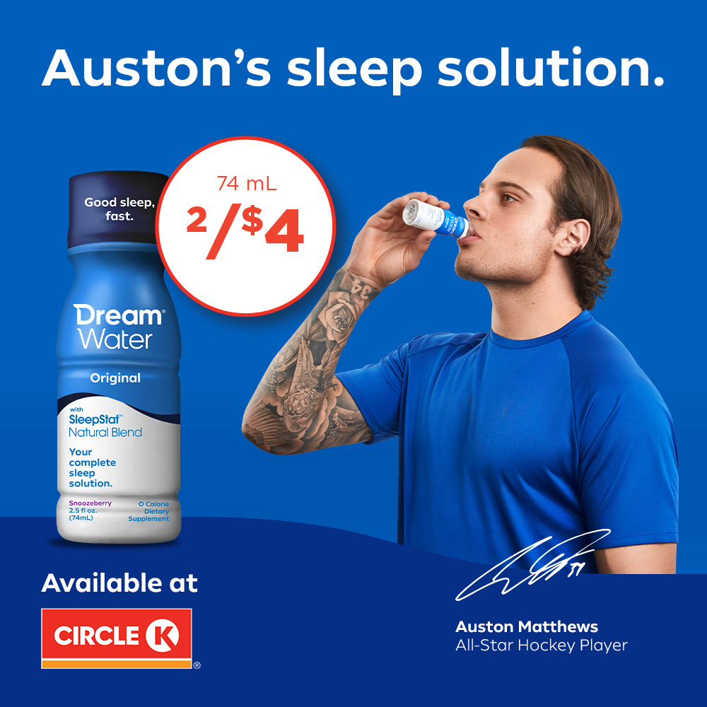 dreamwater's tweet photo. A key component of our mental and physical health, a good nightโs sleep has never been more important. Until June, @AM34โs go-to sleep solution #DreamWater will be featured in 700+ @CircleKStores in Ontario (2 bottles for $4!).
Stay healthy, and get that #GoodSleepFast. ๐ด https://t.co/j43kDQwyoC