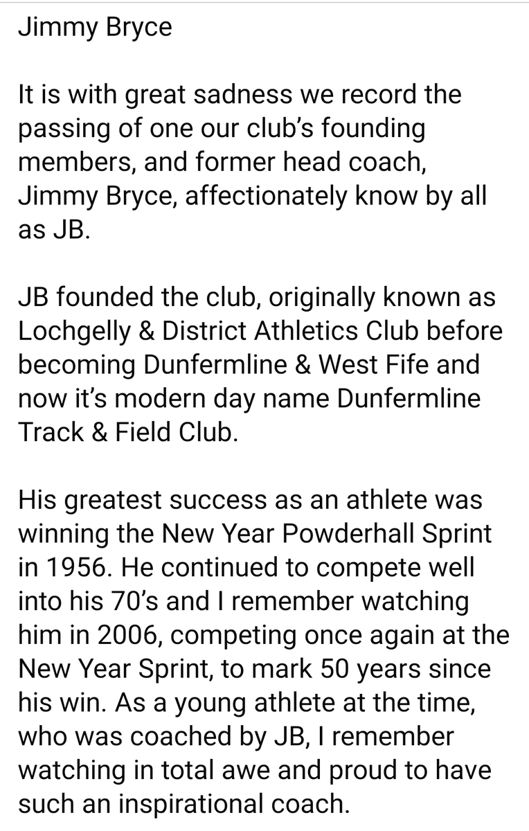 DunfermlineTF's tweet photo. It is with great sadness we recorded the passing of one of our founding club members, and former head coach, Jimmy Bryce, affectionaly known by all as JB. 

JB was an inspiration to many and he will be sadly missed. https://t.co/Fj35bkRCFk