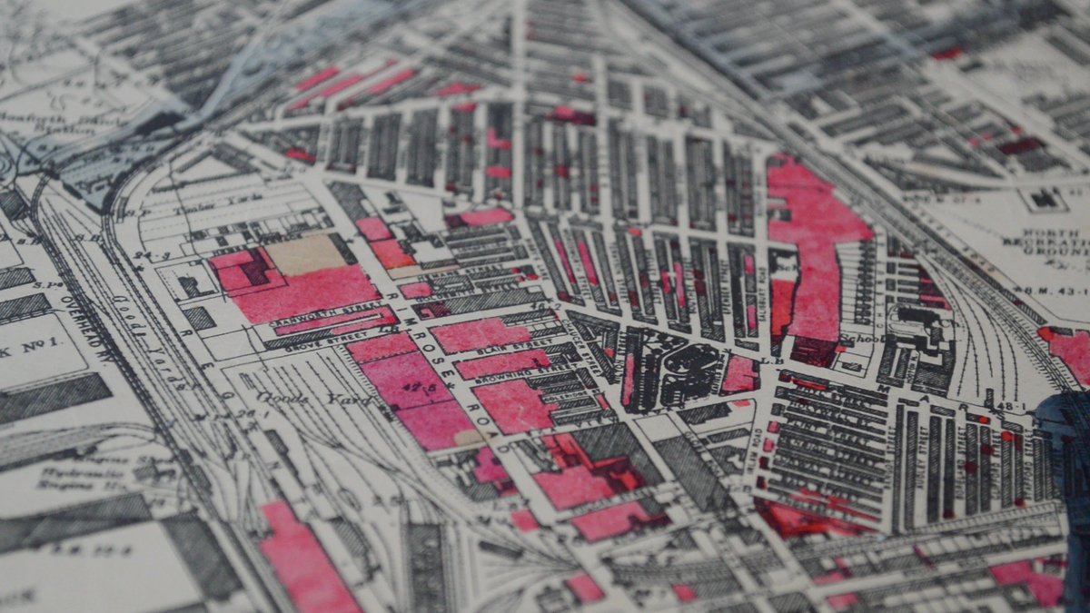 The Rimrose Road and Marsh Lane areas of  #Bootle  #Liverpool were among the worst hit during  #WW2  #Blitz. Shaded pink areas on this map from the time show swathes of residential and commercial properties wiped out |  @SeftonLibraries  #Sefton75