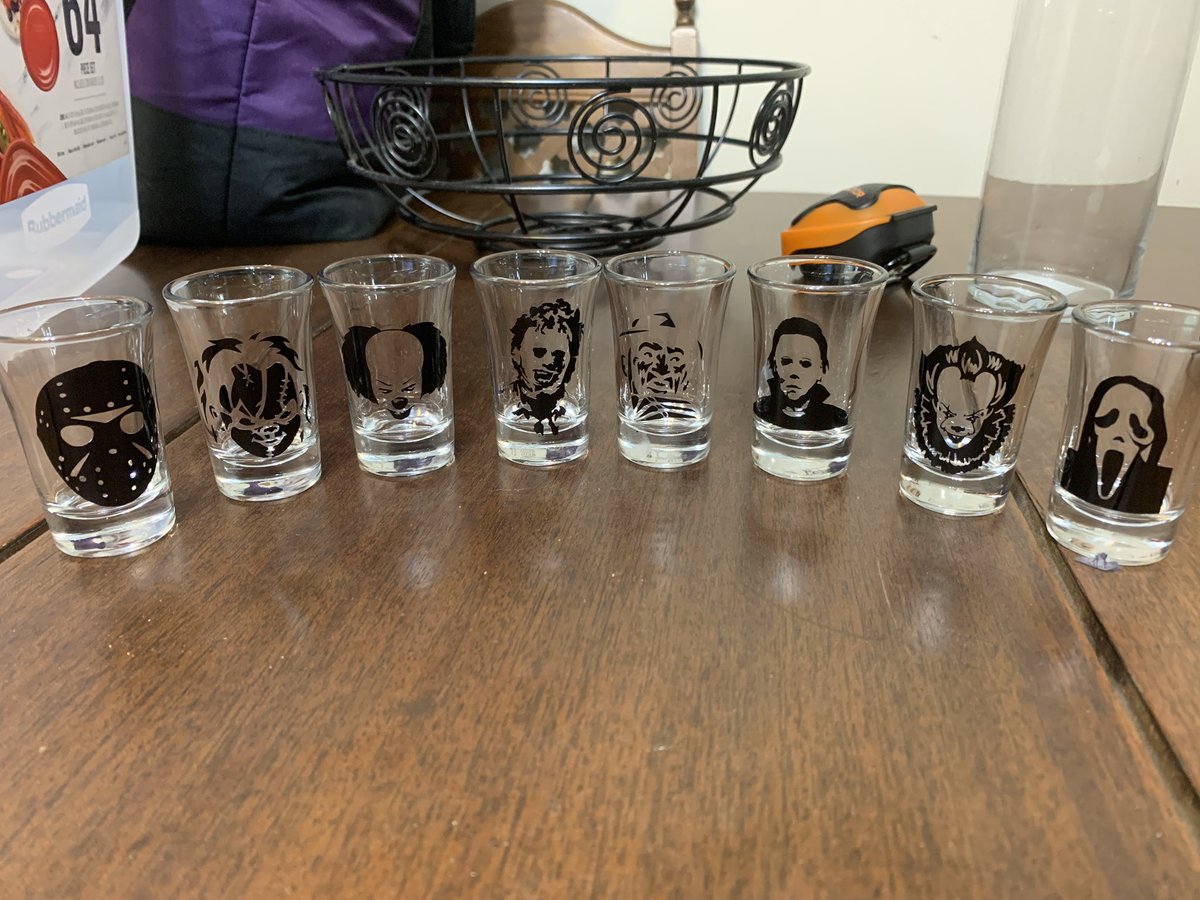 Never_B_Average's tweet photo. Shot glasses came in #FallX #DeadOrAliveAKA38Special still need PinHead, Zodiac Killer, JigSaw and Psycho https://t.co/uLYeCPkAV6