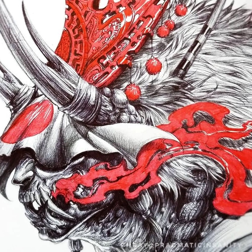 Pragmainsanity's tweet photo. Detail shot of the Oni πΉπ§§
This original drawing is available at #Keepcontemporary Gallery at a discounted price. Check out their website or go to their IG for details
#YokaiWatch #oni #japanesemythology #japan https://t.co/3ByzjkMIRu