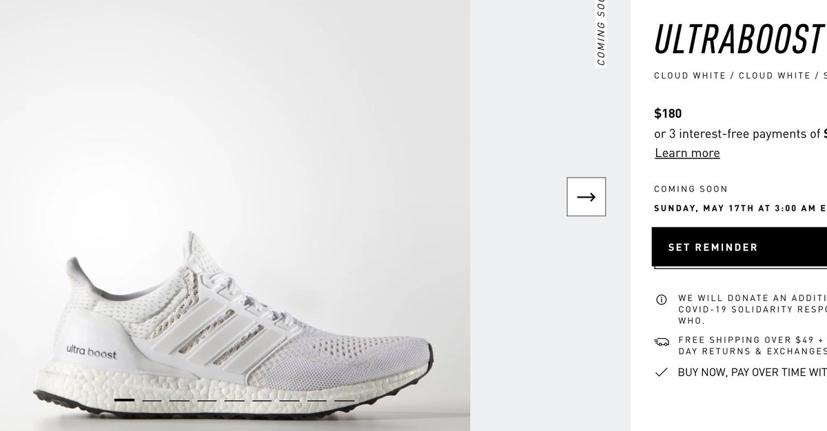 ultra boost triple white 1.0 2020