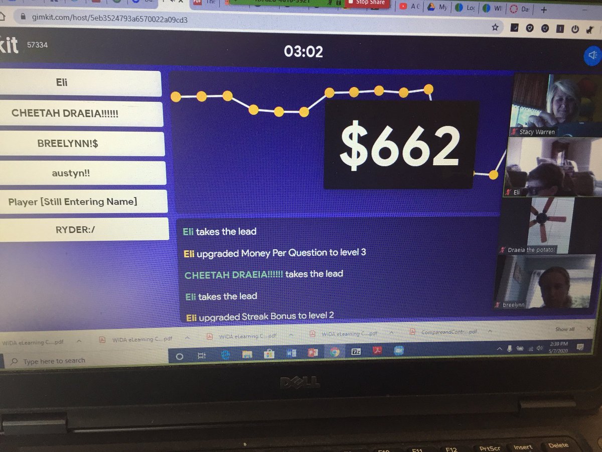 WarrenClass's tweet photo. Two great class Zoom meetings today and two awesome Gimkit games to practice using quotation marks! I’m so proud of these students! #stilllearning #thinkleadsucceed #alcontinueslearning @CISWildcats @CullyN2 https://t.co/RlU7IB4vNW