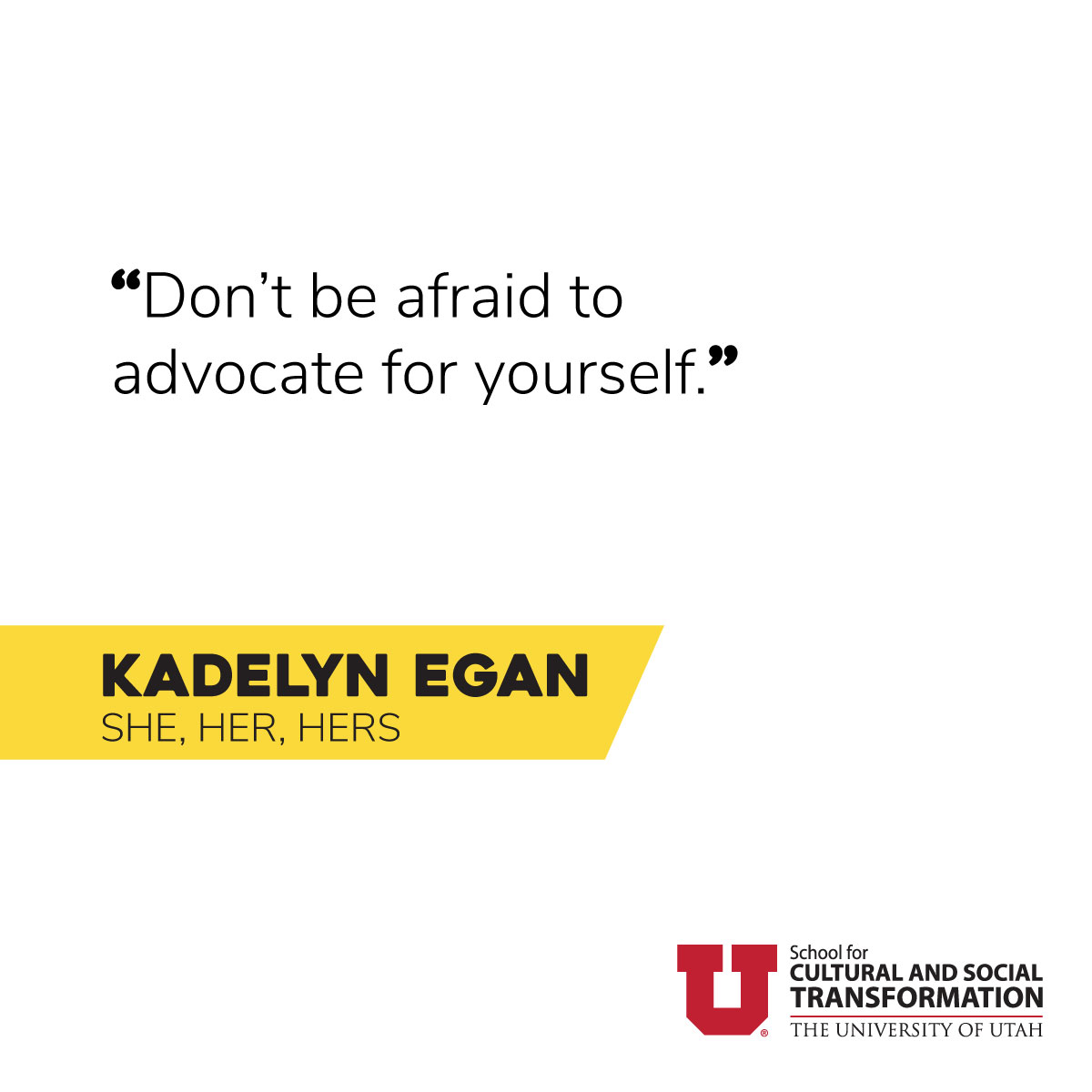 uofutransform's tweet photo. "Don't be afraid to advocate for yourself." Learn more about Kadelyn and other #TransformGrads on Transformative Perspectives: https://t.co/pZ5rgjflXi https://t.co/QKnhzIwcE9