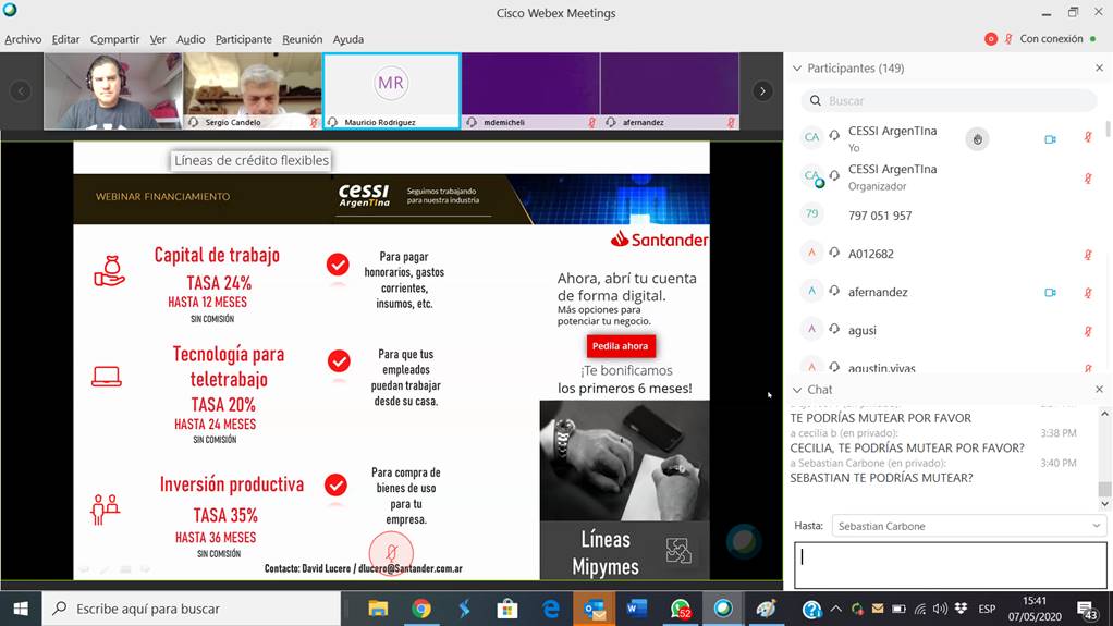 CessiArgenTIna's tweet photo. Recién finalizado Webinar de financiamiento para la industria. El economista Fabian Ciarlotti habló sobre evitar errores financieros en épocas de crisis y @bancosantander @bancoCiudad #BancoNacion sobre oferta de líneas de financiamiento.
#COVID19 #ImpulsandoCESSI #MeQuedoEnCasa https://t.co/rKnZXIFTAW