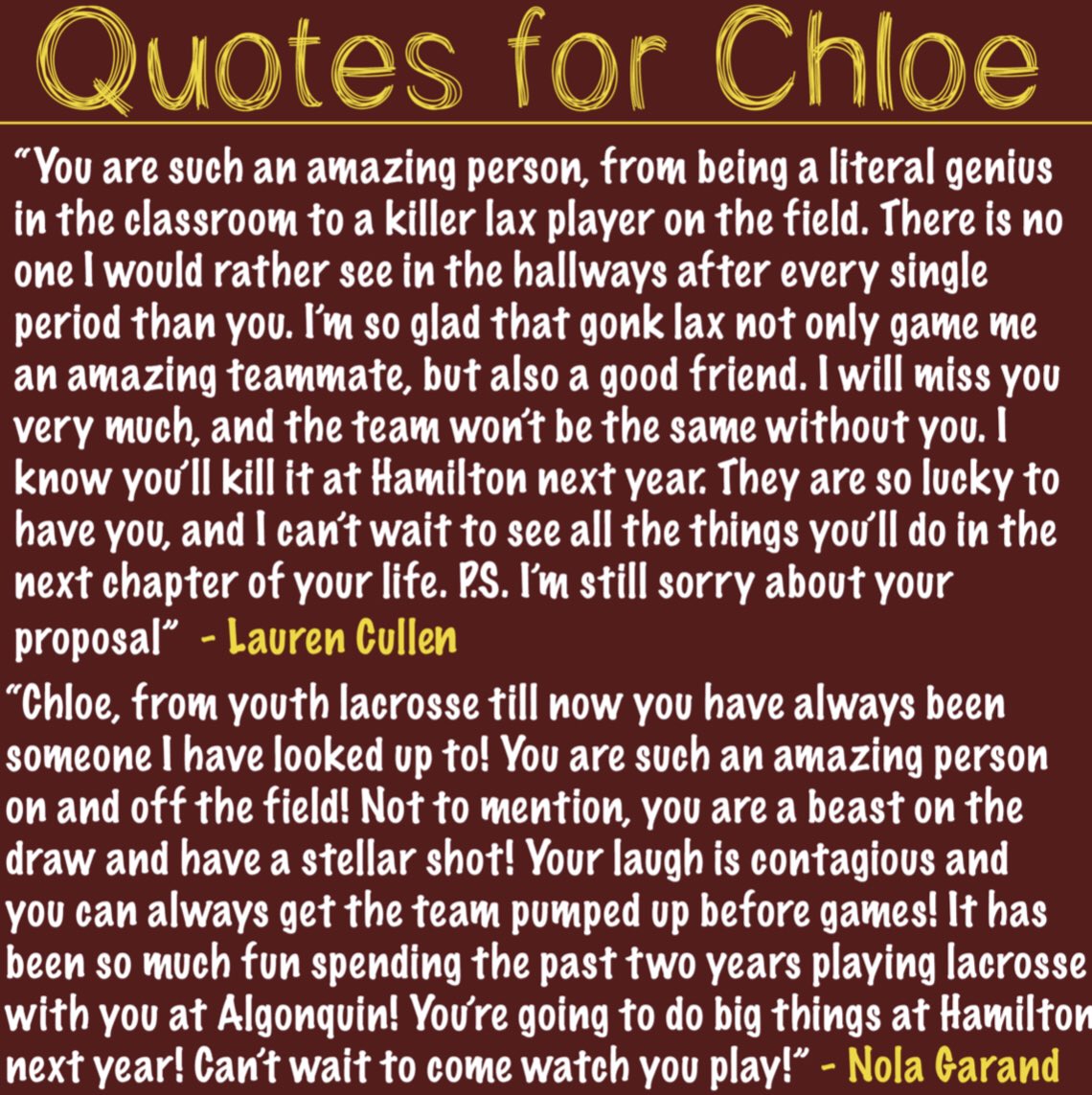 GonkGirlsLax's tweet photo. Our 6th Senior Spotlight goes out to
#4 Captain, Chloe Chiota! Thank You for all you’ve done the past 4 years, can’t wait to watch you crush it at Hamilton next year!! #arhs #thawks #seniorspotlight @ARHSAthletics https://t.co/5NLnVGukgY