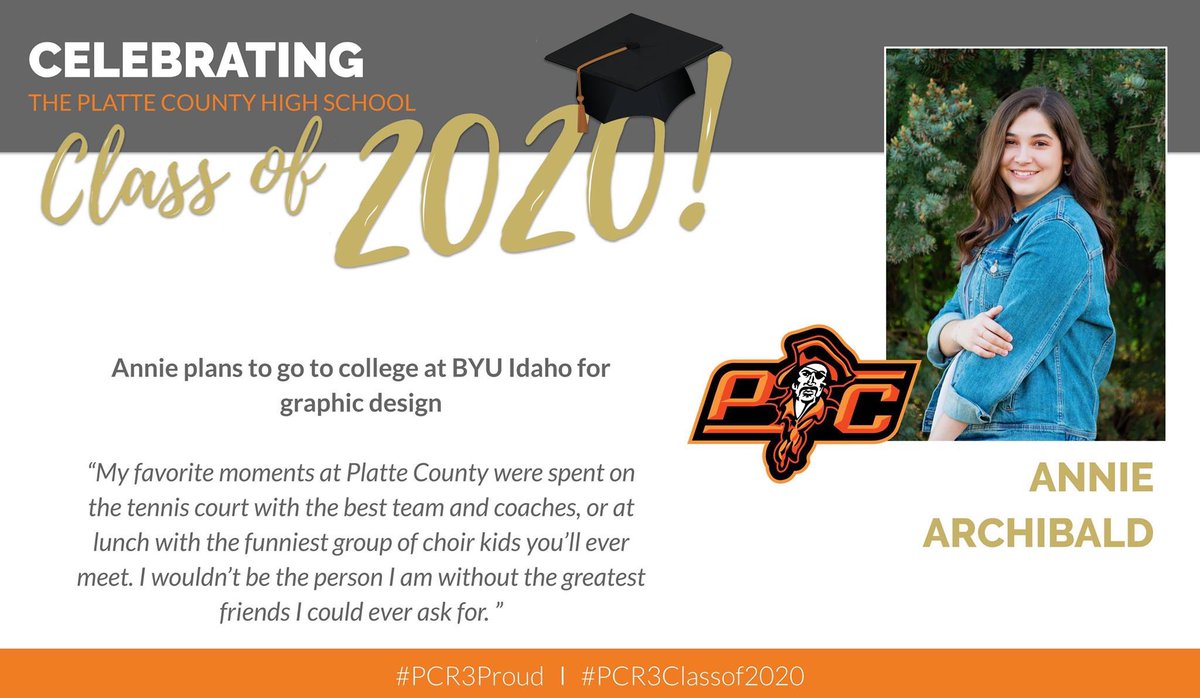 PCHSHalls's tweet photo. Celebrating our SENIORS! Here's to our CLASS of 2020:
ANNIE ARCHIBALD,  we are #PCR3Proud of you!
👏🧡🖤⚓️🧑‍🎓 https://t.co/AeAa4LQOGY