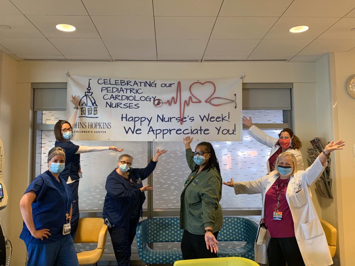 ShelbyKuttyMD's tweet photo. Thank you to our extraordinary nurses in the Heart Center. Happy Nurses Week! #nurseweek2020 #NurseTwitter 

@FellowsTaussig @JohnsHopkinsSPH @HopkinsMedicine @JohnsHopkins @AllChildrens @HopkinsPICU @hopkinsheart @hopkinssurgery @JohnsHopkinsDOM @JHUNursing @JHUmediareps https://t.co/LEwNVshdOj