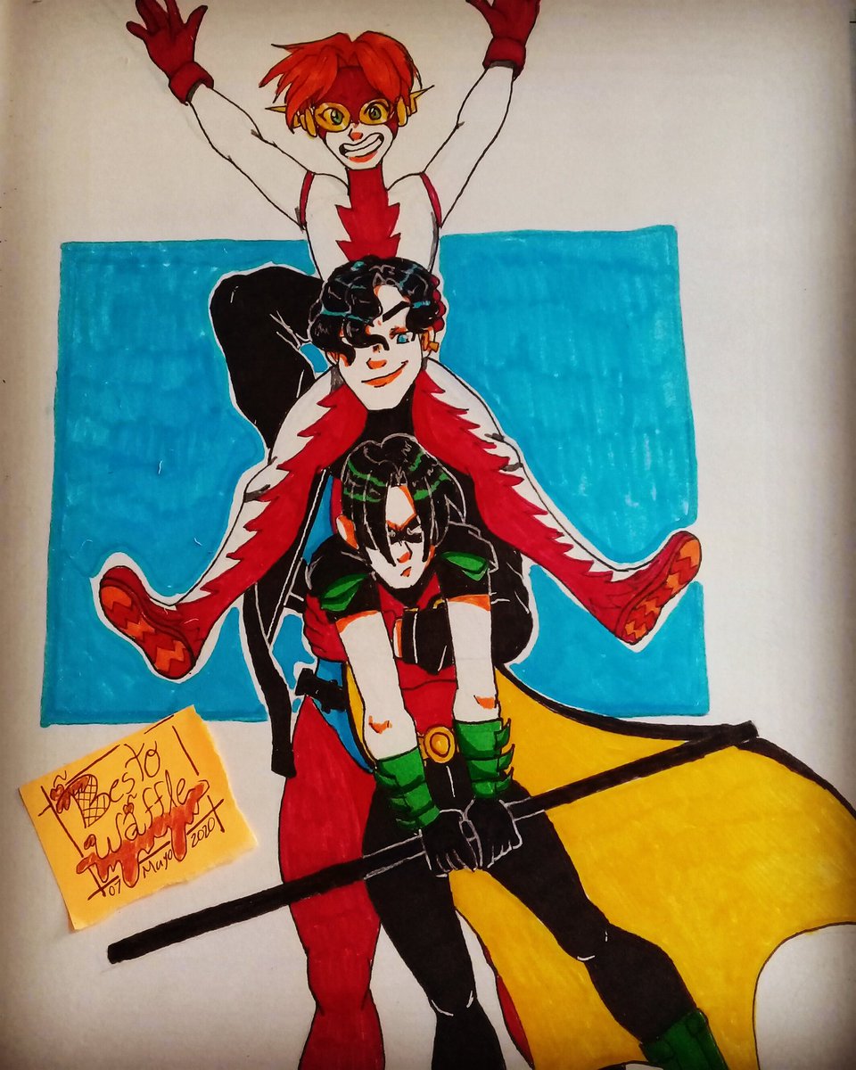 DogMuzu's tweet photo. #fanart #YoungJustice #superboy #Robin #kidflash ❤❤❤#DC  #superman #Batman #FLASH https://t.co/lwgunB3zbH