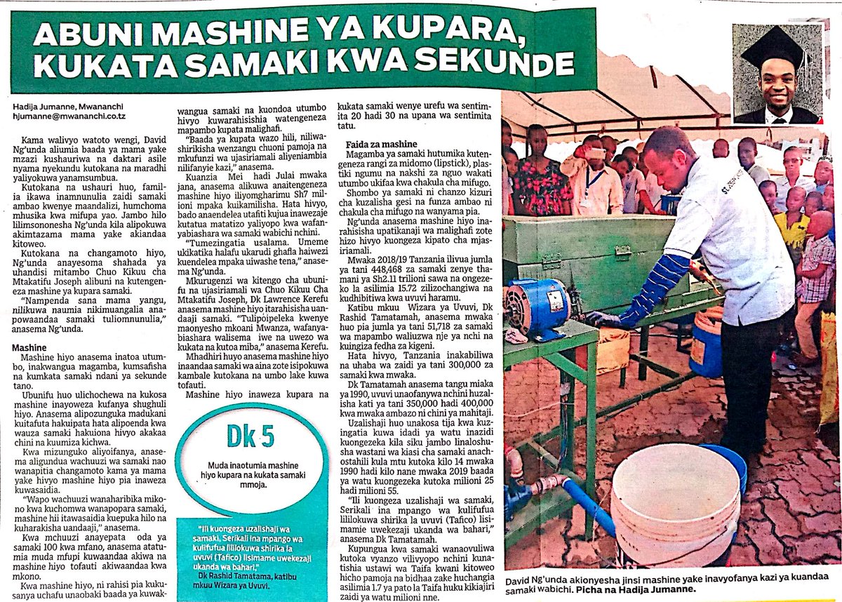 Davidphilipngun's tweet image. Gazeti la Mwananchi, Leo tarehe saba mwezi wa tano. Moja kati ya miradi endelevu ninayoendelea kuboresha ili kuleta matokeo chanya kwenye jamii ya wavuvi wadogo nchini Tanzania. #tukutaneferry #autohash #DaresSalaam #Tz #paper #print #newspaper #magazine #gazetilamwananchi