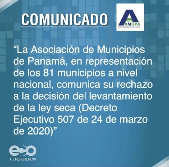 Asociación de municipios de Panamá rechaza levantamiento de la ley seca.