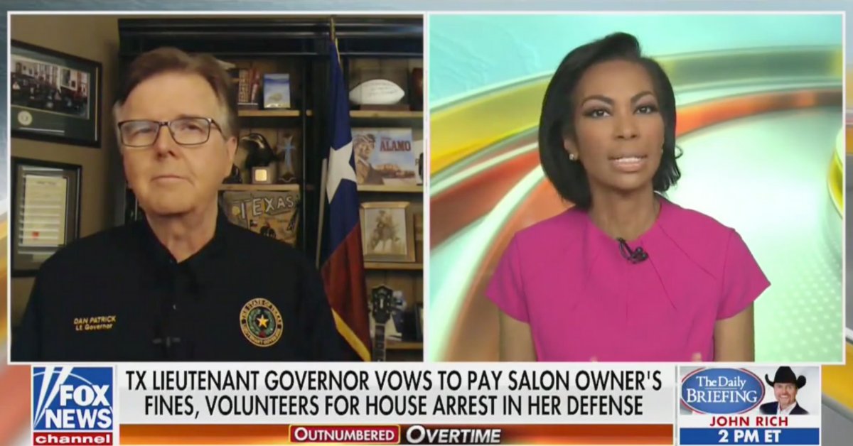 DanPatrick's tweet photo. I was on @OutnumberedFNC today talking about #ShelleyLuther just before she was released from jail. The people of Texas & all across America are cheering the news. The Judge was wrong to put her in jail. Times are tough enough. https://t.co/Dq4FR5Csl2 #txlege #TexansHelpingTexans https://t.co/ucdkxpQDI5
