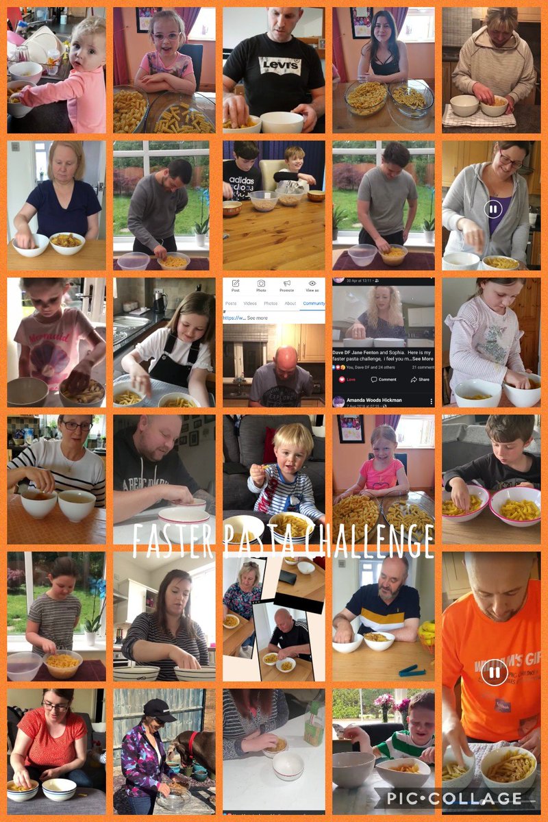 More faces on our Faster Pasta Challenge collage and a change in the top 5 for kids. Dave's still clinging on!!
Thanks to everyone who has taken part and/or donated we really appreciate your support 🧡

justgiving.com/crowdfunding/f…