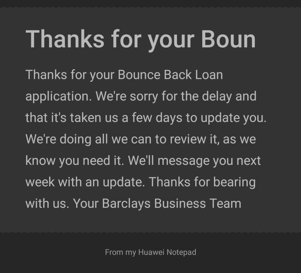 chris2791's tweet photo. Well #Barclays have let me down again applied Monday for #bouncebackloan account set up with amount showing but still no funds now looks like I have to wait until next week #bankruptcy on the cards now all thanks to #Barclays https://t.co/NyOOJ9IvvC