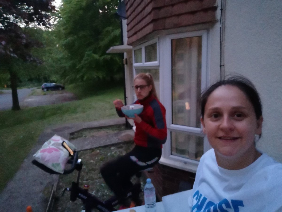 Well that's the first hour smashed 💪🚲 Alba is just having some dinner &amp; getting the carbs in.
1 down 11 to go. Please RT but most importantly donate if you can.
<a href="/BFBSSport/">BFBS Sport</a> <a href="/BFBSRadioHQ/">BFBS Radio</a> <a href="/RoyalAirForce/">Royal Air Force</a> justgiving.com/fundraising/sp…