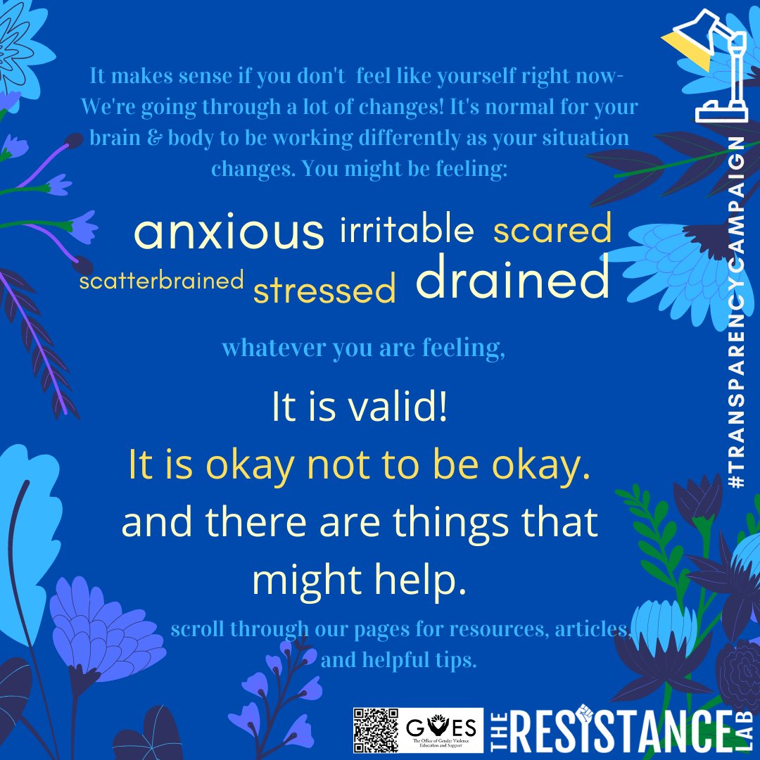 Today's #TransparencyCampaign posts are all about validation: However you are feeling, it's valid. It's okay to not be okay, and we'll keep posting resources to help. 

#TransparencyCampaign #SelfCare #MentalHealthAwarenessMonth #MentalHealthAwareness