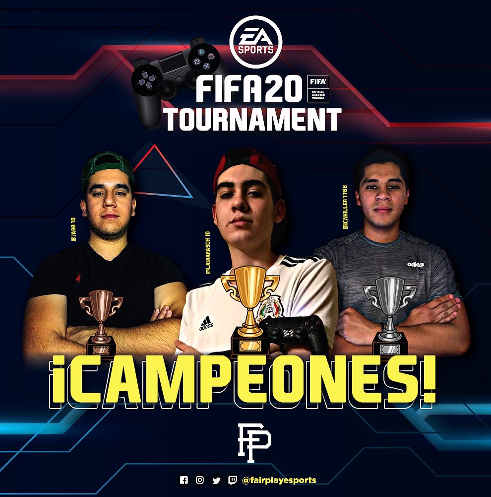fairplaypark's tweet photo. ¡Una vez campeón, siempre CAMPEÓN! 😎

¡Muchas felicidades a nuestros CAMPEONES del primer torneo de FIFA de Fairplay eSports! 🎮⚽

¡Mantente informado en nuestras redes sociales, tendremos nuevas SORPRESAS muy pronto! 😉🕹️

#eSports #Gaming #Fifa20 #FIFA2020 https://t.co/SS0KtWYX8j