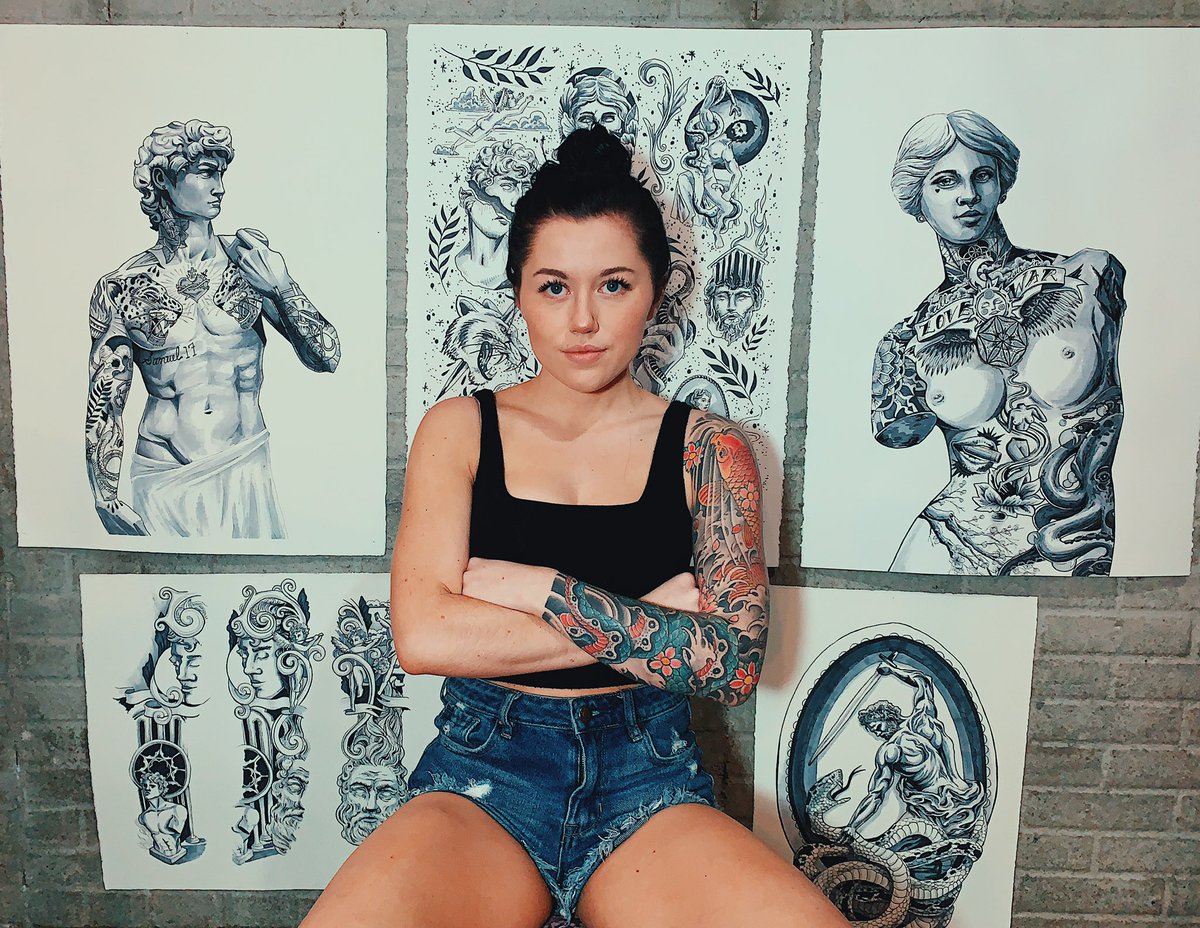 jessbrennnan's tweet photo. not your average art show- my senior exhibition was about how fine art is confined to a box... literally a box. they call them galleries. 
tattoos are fine art that live and die on bodies-their history is vast-culture strong. and prestige ignored. full show on the unl art website https://t.co/qa4Wq4NK2W