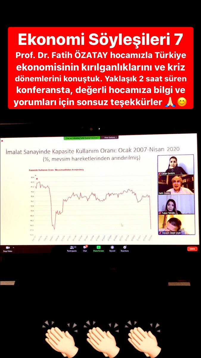 canansenturkk's tweet photo. Ekonomi Söyleşileri No:07 (webinar)da bu akşam Prof.Dr. Fatih ÖZATAY @OzatayFatih hocamızı ağırladık.Hocamıza ‘Türkiye Ekonomisinin Temel Özellikleri ve Kriz’ konulu etkili konferansı için teşekkür ediyoruz.👏🏻 👏🏻👏🏻

📌Hocamızı en yakın zamanda üniversitemize bekliyoruz🙏🏻
#SDÜ https://t.co/zYxZRGCOEJ