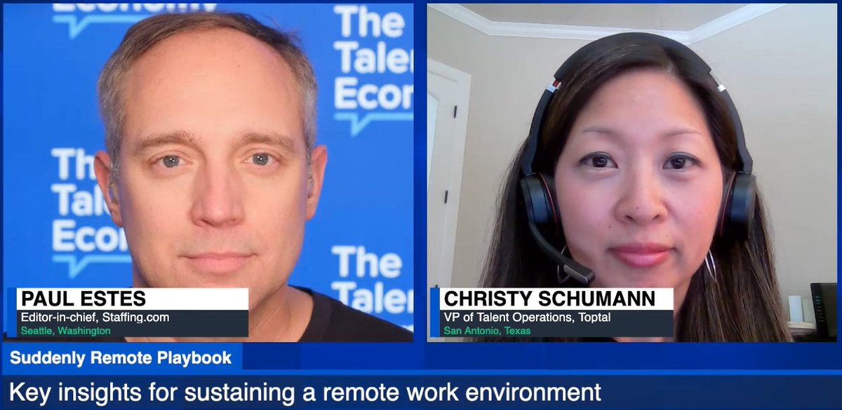 Big thanks to <a href="/toptal/">Toptal</a>'s Christy Schumann &amp; <a href="/PaulFEstes/">Paul Estes</a> for joining the #CPORising2K20 Virtual Summit to chat #RemoteWork, #DistributedTeams, &amp; the #FutureOfWork: ow.ly/GyKt50zA3cT #Procurement #HR #HRtech #Talent #WFH #RemoteWorkforce #AgileWorkforce #Digital #CPO #FoW