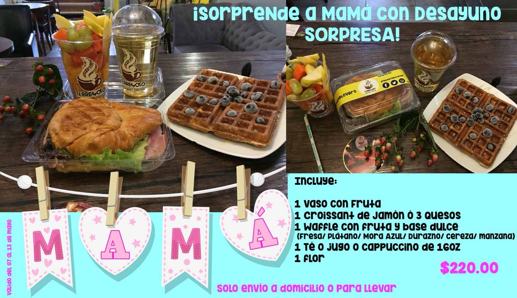 TeGourmetCoffee's tweet photo. Desayuno SORPRESA para👨‍🍳 #Mama👩‍💼👵 #QuedateEnCasa Nosotros se lo llevamos! 🤳🏻, solo escríbenos para agendar su envío y estará en la puerta de su casa a la hora solicitada!#YoMeQuedoEnCasa #DiaDeLasMadres💐💐@LaRomaMex @romasur2020 @CondesRomaUnido @RestauranteCafe @RomaSur1 https://t.co/VhfdhCZMlY