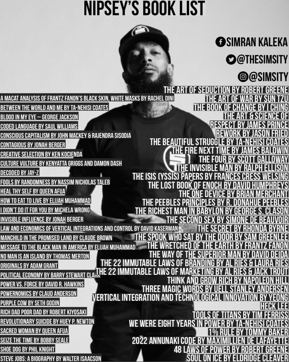 UMassBU's tweet photo. How many books have you read on this list? Let us know down below!Reading a great book stimulates the mind and empowers the reader like it did for Nipsey. This is also an excellent time to pick up a book to while away time as most of us are stuck at home with nothing to do. https://t.co/6R1ApYA0gk